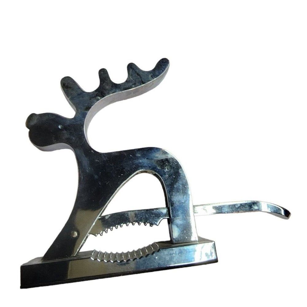 Moose Deer Nutcracker Silver Metal Reindeer Hostess Holiday Gift DCI Dashing